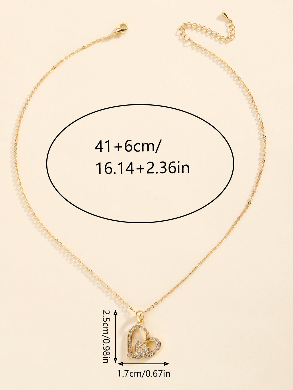 Luxury 18K Gold-Plated Double Love Zircon Pendant Necklace