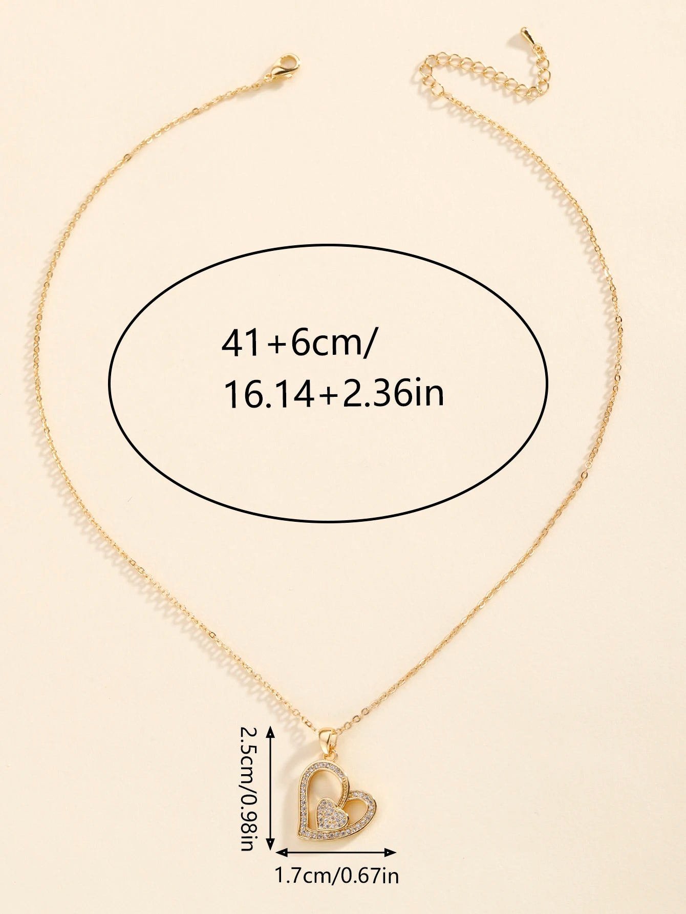 Luxury 18K Gold-Plated Double Love Zircon Pendant Necklace