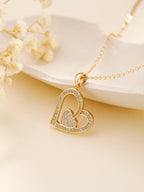 Luxury 18K Gold-Plated Double Love Zircon Pendant Necklace