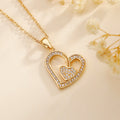 Luxury 18K Gold-Plated Double Love Zircon Pendant Necklace