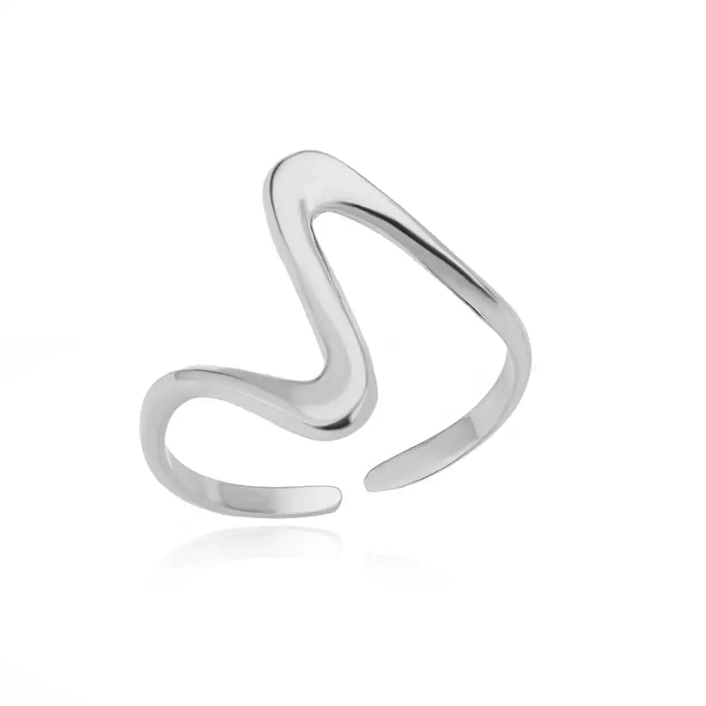 Classic Irregular Stainless Steel Cocktail Ring for Women – Elegant Fashion Jewelry