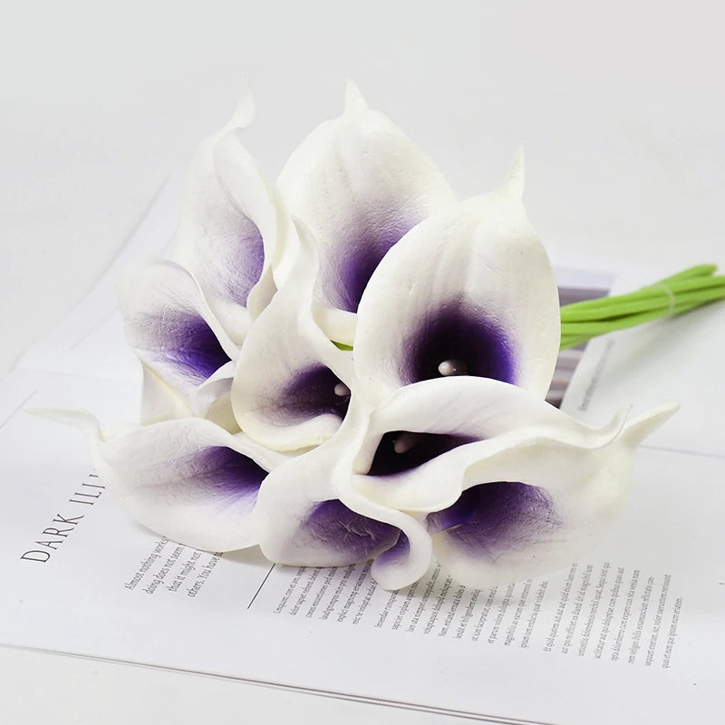 5/10Pcs Real Touch Calla Lily Artificial Flowers White Wedding Bouquet Bridal Shower Party Home Flower Decoration Fake Flower