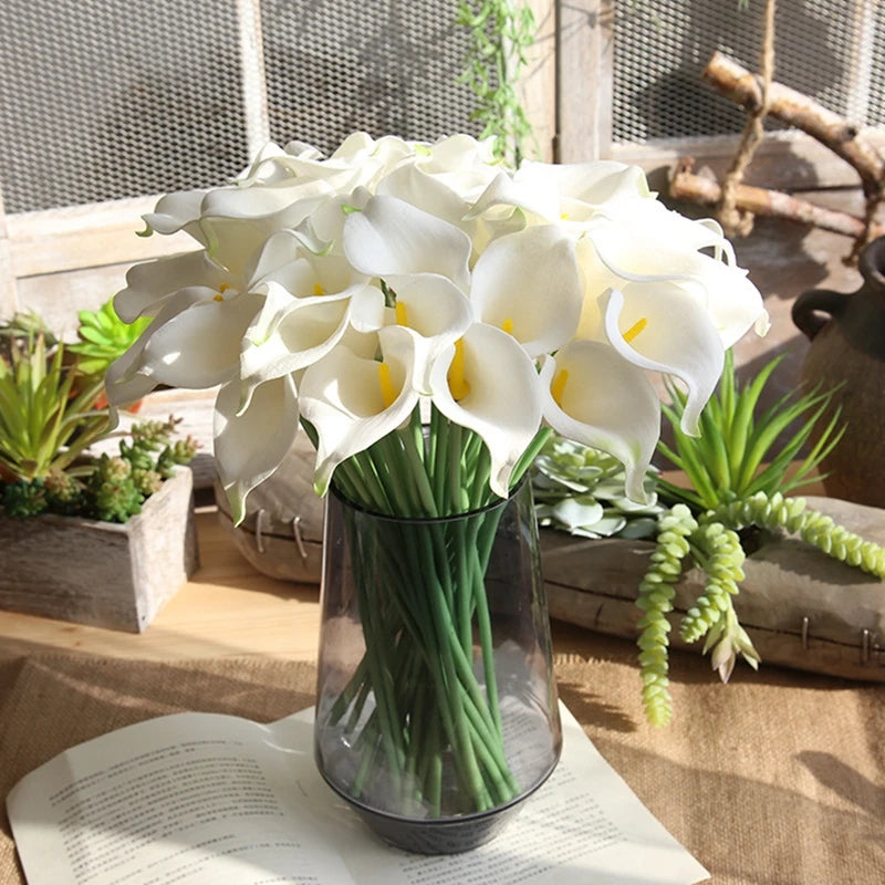 5/10Pcs Real Touch Calla Lily Artificial Flowers White Wedding Bouquet Bridal Shower Party Home Flower Decoration Fake Flower
