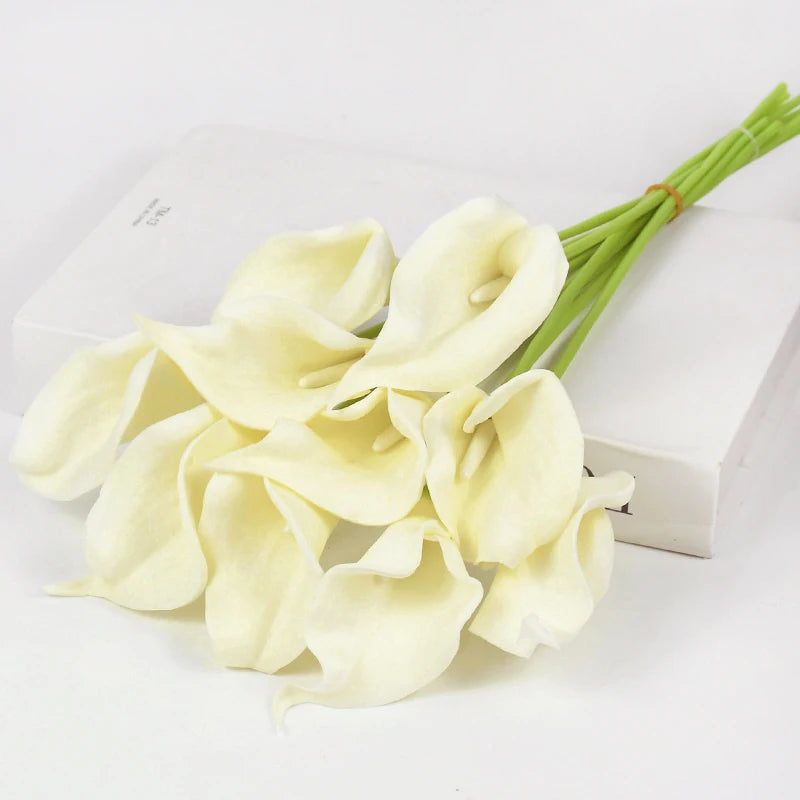 5/10Pcs Real Touch Calla Lily Artificial Flowers White Wedding Bouquet Bridal Shower Party Home Flower Decoration Fake Flower