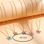 5 Pcs Fashion Boho Colorful Butterfly Necklaces Set for Women Korea Style Pendant Necklace Cute Jewelry Gift Wholesale 2024 New