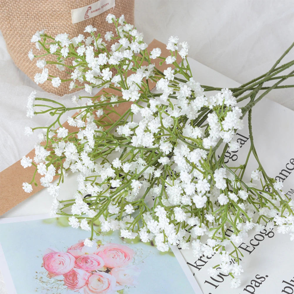 1/3/5pcs Artificial Baby's Breath Flowers White Gypsophila Bouquet for Wedding Party Home Decor DIY Fake Plants