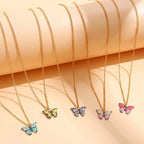 5 Pcs Fashion Boho Colorful Butterfly Necklaces Set for Women Korea Style Pendant Necklace Cute Jewelry Gift Wholesale 2024 New